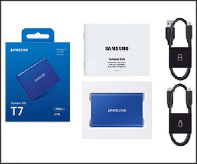 Samsung Portable SSD T7 2 TB, USB-C & USB-A, 1.050 MB/s Lesen, 1.000 MB/s Schreiben