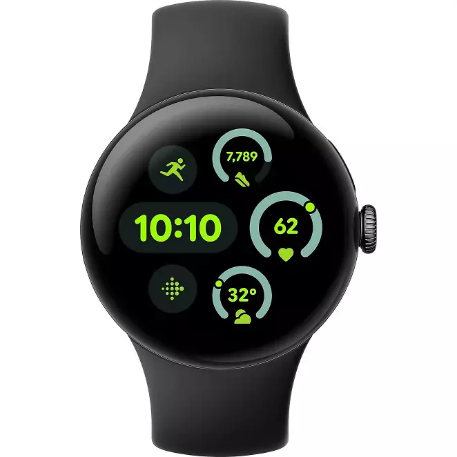 GOOGLE Pixel Watch 3 (Wi-Fi) 41 mm, Smartwatch Aluminium Fluorelastomer, 130-175 mm, 165-210 mm, Obsidian