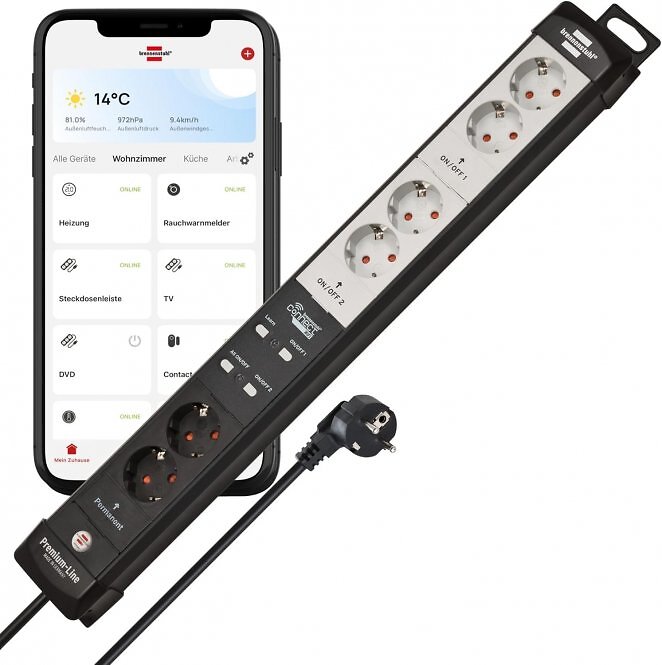 Brennenstuhl Connect Premium-Line WiFi Steckdosenleiste/intelligente Mehrfachsteckdose 6-Fach