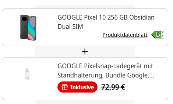 Google Pixel 10 256 GB + Qi-Ladestation Pixelsnap (gratis)