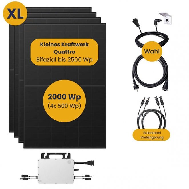 PCGH Deal:Kleines Kraftwerk XL Quattro Komplettpaket mit optionaler Halterung (2000Wp+) Bifazial