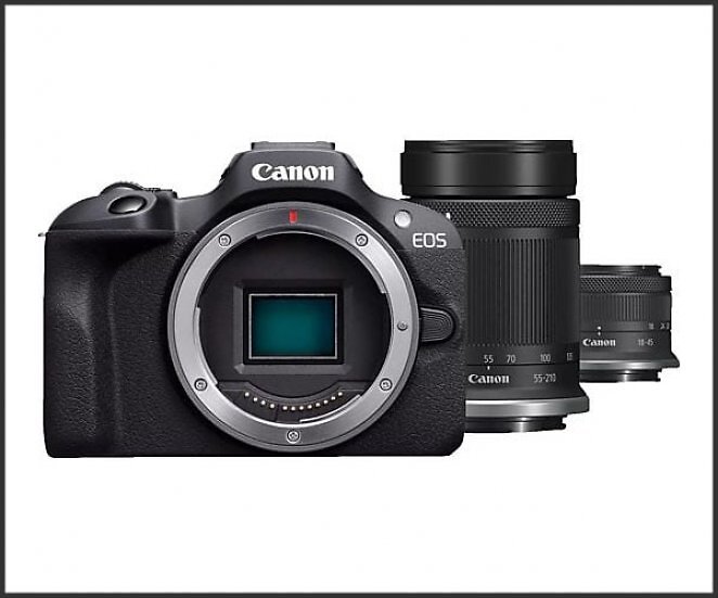 Mit myMediaMarkt-Preis: CANON EOS R100 Kit Systemkamera mit Objektiv 18-45 mm, 55-210 mm, 7,62 cm Display, WLAN