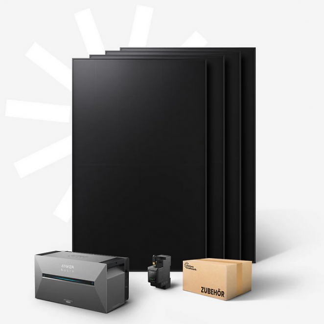 PCGH Deal: kleines kraftwerk Quattro (BC) - 1920Wp Balkonkraftwerk mit Speicher Anker SOLIX Solarbank 3 Pro