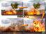 In dieser Collage sehen Sie die realistisch dargestellte Simulation des Feuers.