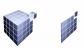 Ein vereinfachtes Schaubild: Voxel (links) werden in einem dreidimensionalen Gitter angeordnet, Pixel hingegen als Rastergrafik (rechts).