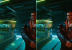 Cyberpunk 2077 ohne und mit Raytracing- achtet auf die roten Zahlen für sichtbare Unterschiede