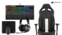 Corsair-iCUE-4-Paket im Wert von 900 Euro:&nbsp;K100 RGB Gaming-Tastatur, Sabre RGB PRO Gaming-Maus, MM350 Champion Series Mauspad - X-Large, Virtuoso RGB SE Gaming-Headset und T2 ROAD WARRIOR Gaming-Stuhl.