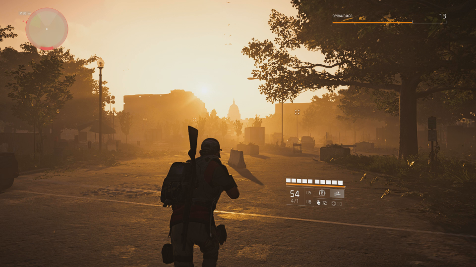 Die Szenerie in The Division 2 wäre noch viel schöner, wenn uns nicht pausenlos blaue Bohnen um die Ohren fliegen würden.