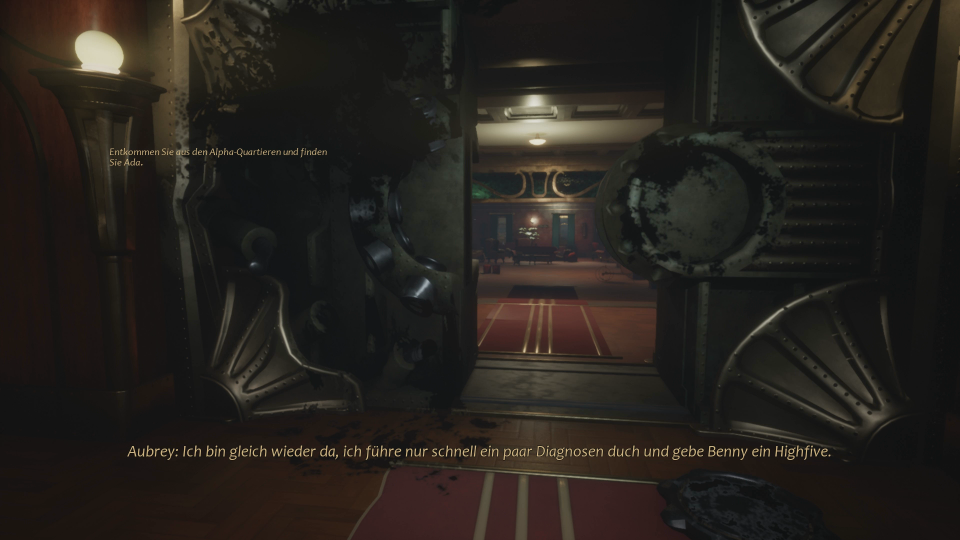 Wissenschaftler Aubrey, mit dem ihr per Funk in Kontakt steht, hilft euch gelegentlich, indem er Türen öffnet.