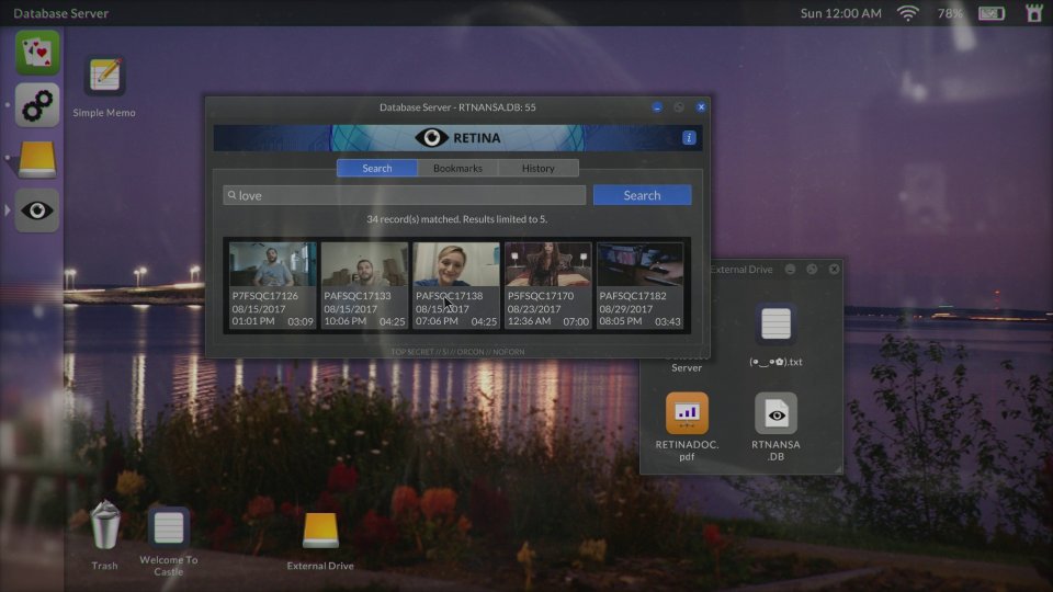Das Interface von Telling Lies: Die Suchfunktion spuckt bis zu fünf Videoclips aus der Datenbank aus.