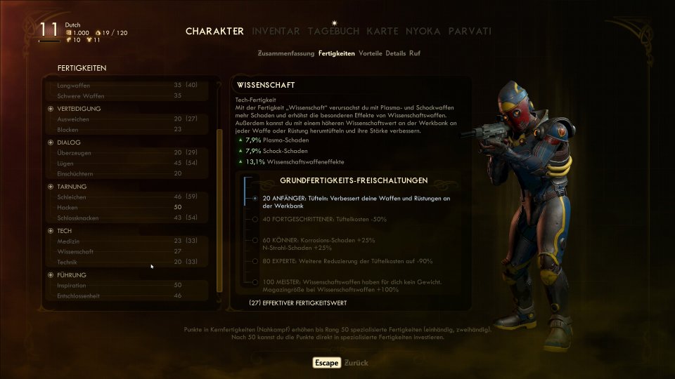 Fertigkeiten müssen wir zunächst als Gruppe hochleveln, erst später dürfen wir einzelne Fertigkeiten steigern.