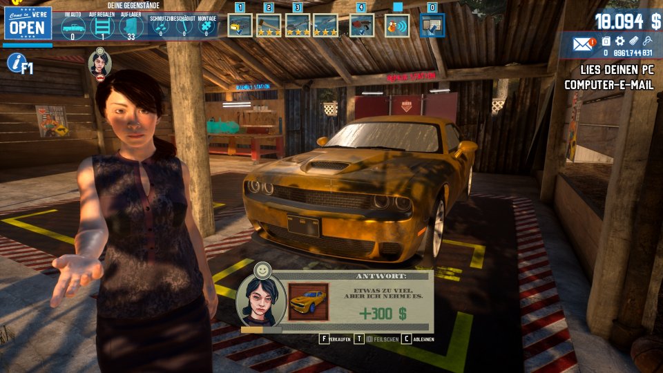 Am meisten Geld bringen Autos wie dieser Dodge Challenger, den wir bei einer Auktion abgeräumt haben. Madame zahlt dank unseres Verkaufstalents gerne ein bisschen mehr. <br> &nbsp; (1)