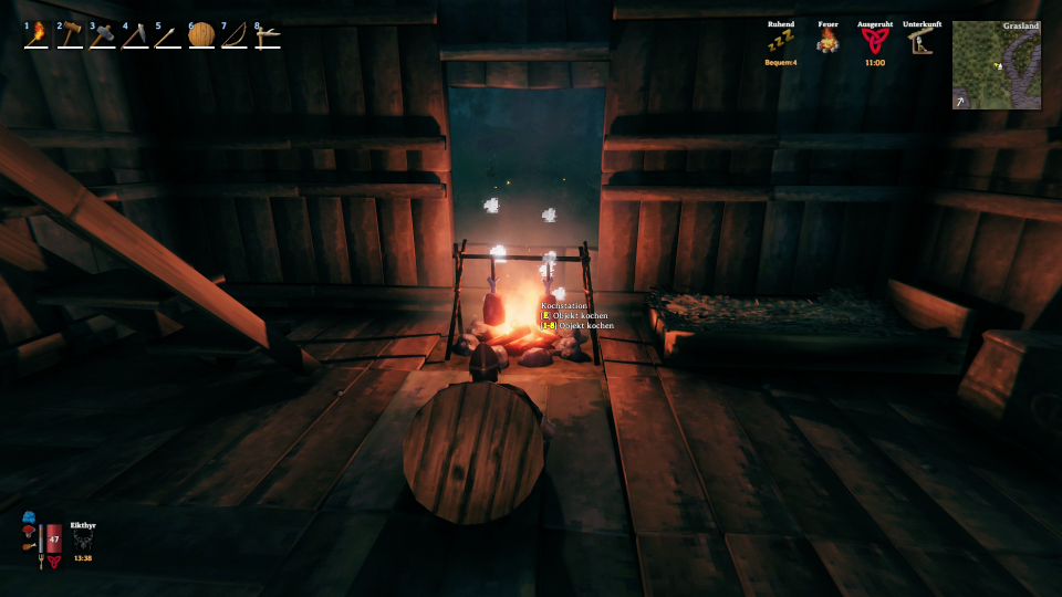 Wenn ihr alleine an eurem Lagerfeuer sitzt, kommt richtige Wikinger-Romantik auf. Mit Freunden macht das Spiel aber natürlich mehr Spaß.