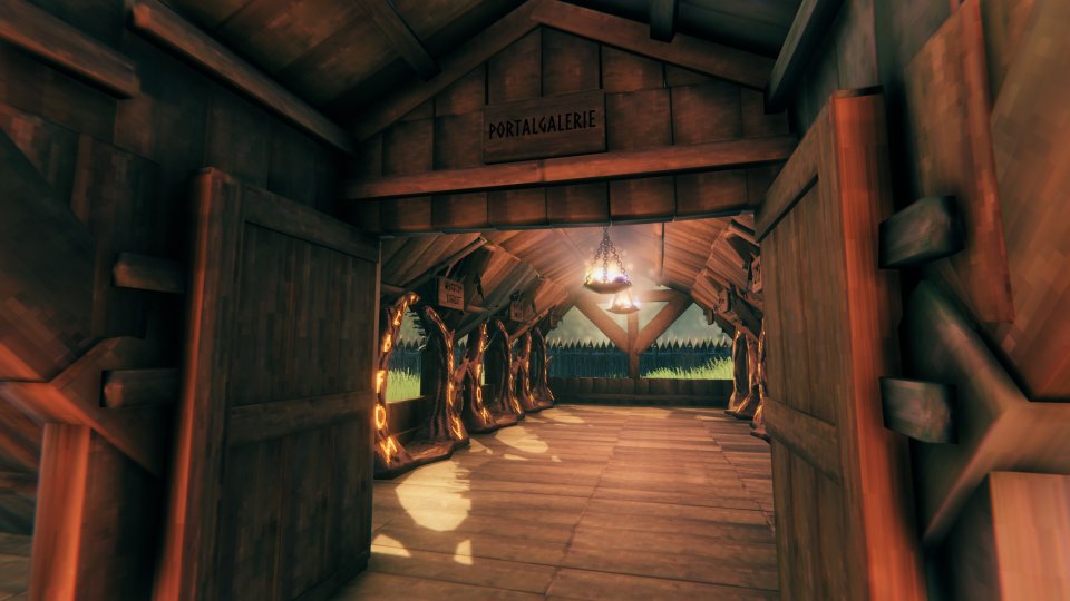 Das Wichtigste in eurer Anfangsbasis ist eine solide Portalgalerie, mit deren Hilfe ihr eure Biom-Basen erreicht. Denkt daran, die Portale eindeutig zu beschriften.