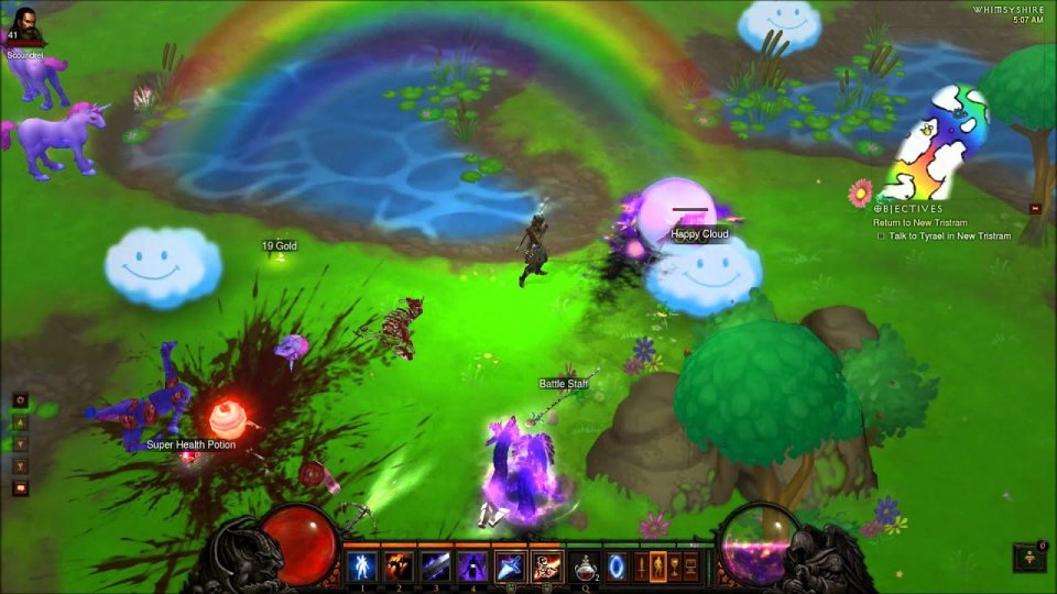 Das Whimsyshire-Level in Diablo 3 tut fast schon in den Augen weh und spawnt sogar Charaktere, mit Namen aus dem My Little Pony-Universum.