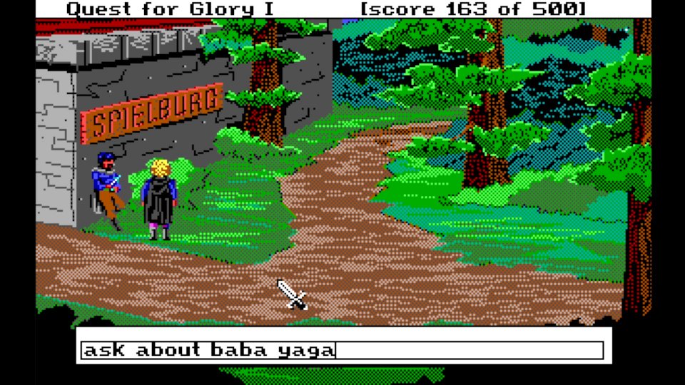 In der Originalversion von 1989 gebt ihr eure Befehle wie in einem Text-Adventure per Tastatur ein. (EGA-Version)