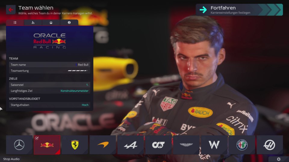 Die Fahrermodelle sehen in der Teamauswahlsequenz am Anfang deutlich besser aus als in den Zwischensequenzen im Spiel. Dort wirken sie oft leblos und roboterhaft.
