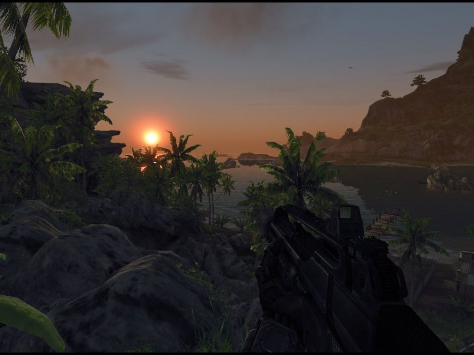 Diesen Blick serviert euch Crysis gleich zu Beginn des Spiels auf dem Silbertablett. Das beeindruckende Panorama zeigt die Stärken der CryEngine 2 in der Darstellung weiter Landschaften.&nbsp;
