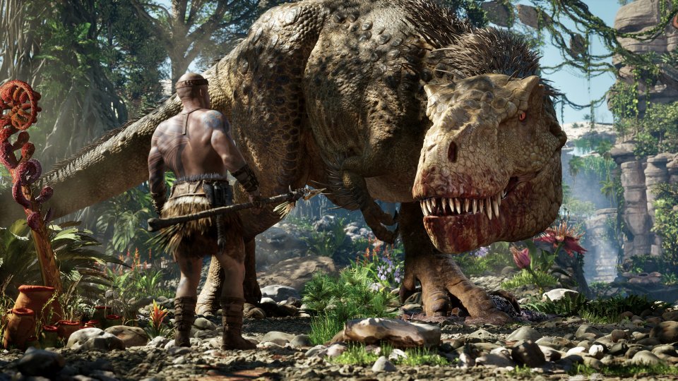 Vin Diesel und T-Rex stehen sich gegenüber