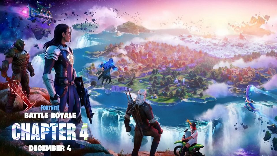 Figuren schauen auf die neue Fortnite-Map
