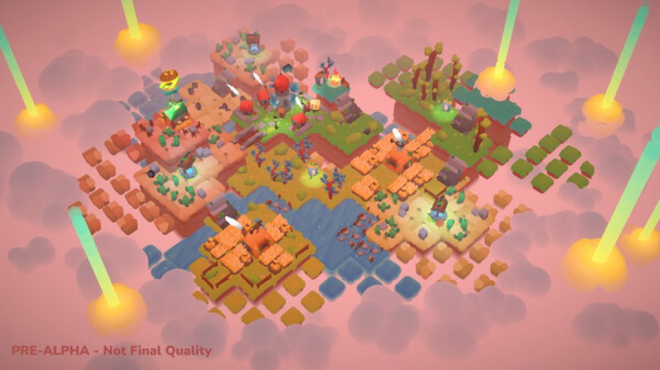 Screenshot zum farbenfrohen Gameplay-Mix Wanderful, bei dem wir eine Spielwelt mit begrenzten Mitteln erkunden und - im besten Fall - den Highscore in die Höhe treiben.