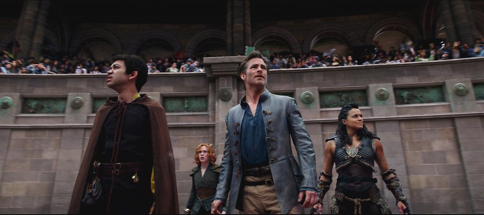Gruppenbild aus Dungeons and Dragons: Ehre unter Dieben. Von links: Justice Smith, Sophia Lillis, Chris Pine, Michelle Rodriguez