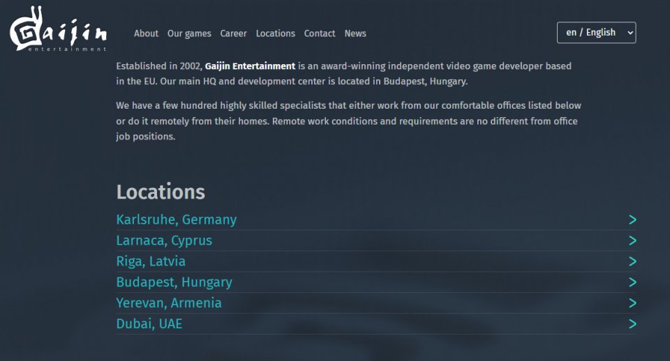 Gaijin Entertainment hat sich offenbar schon 2015 aus Russland verabschiedet.