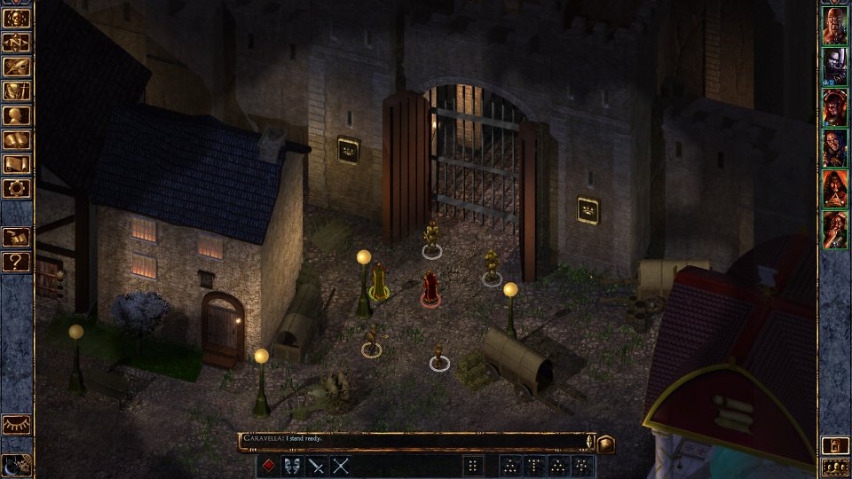Die nächtlichen Straßen der Stadt Baldur's Gate