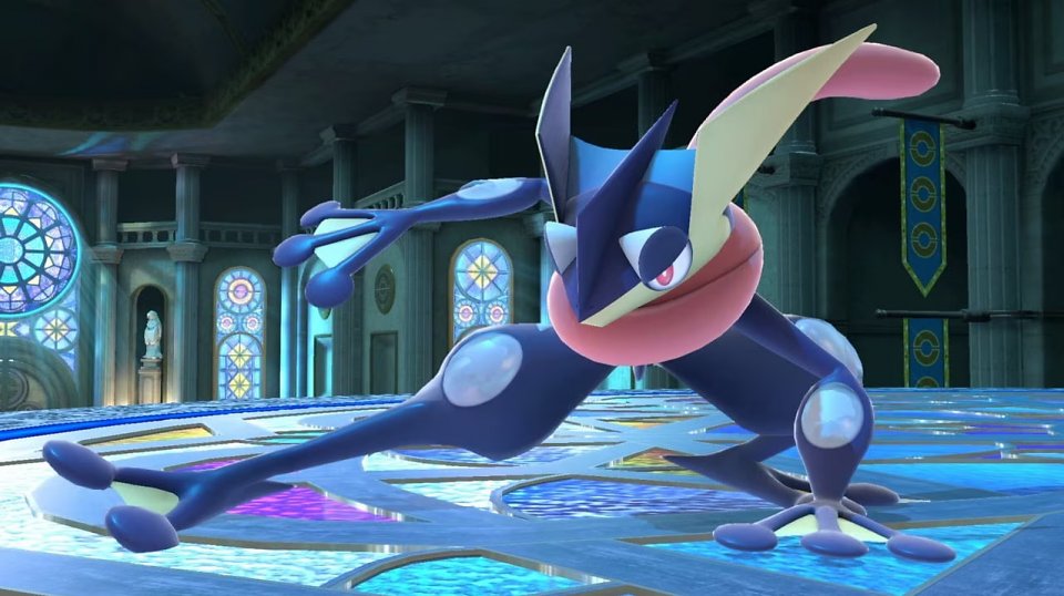 Das Pokémon Greninja in Kampfpose.