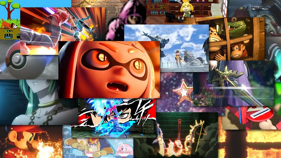 Eine Collage aus den Trailern für neue Smash-Kämpfer