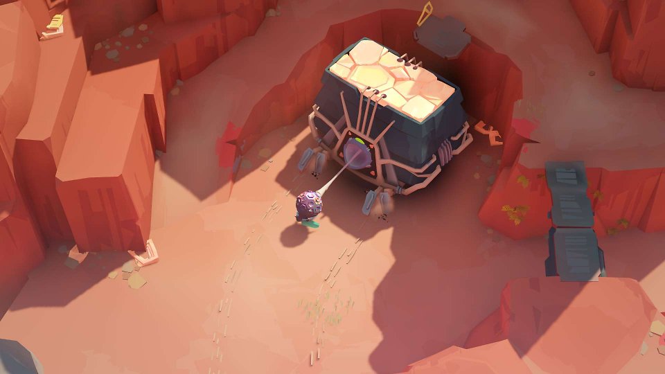Der Protagonist aus Cocoon zieht an einer Kugel.