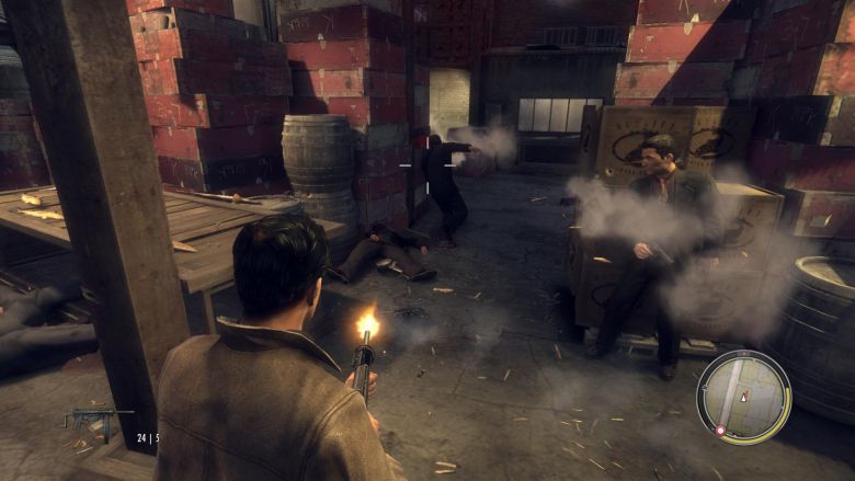 Wenn Sie einen Gegner über den Haufen knallen, fällt dieser realistisch zu Boden. Das Physik-System in Mafia 2 leistet ganze Arbeit.