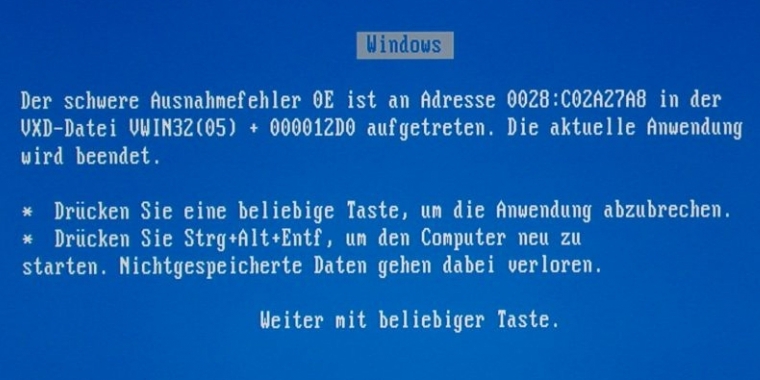 Ein Bluescreen gehörte damals schon fast zum "Tagesgeschäft" eines PC-Spielers. Dennoch waren es die goldene Zeit der Games.