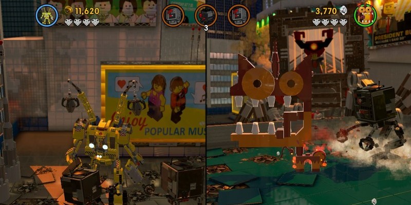 Serienüblich lässt sich The Lego Movie Videogame auch im Koop-Splitscreen an einem PC spielen - mit vertikaler oder dynamischer Bildaufteilung.