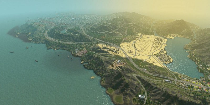 Auf diesem Bild ist die Karte der GTA 5-Metropole Los Santos in Cities: Skylines zu sehen - erhältlich als Download.