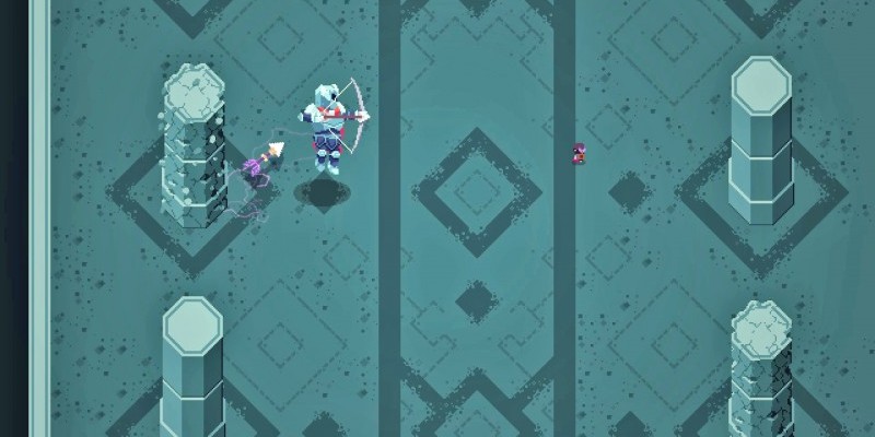 Bogen raus: Nicht dass wir uns hier missverstehen - der nette Herr in der Rüstung links ist einer der Titanen. Eure Spielfigur ist das Häuflein Pixel rechts von ihm