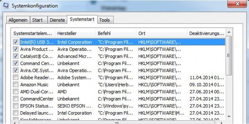 Systemstart aufräumen
