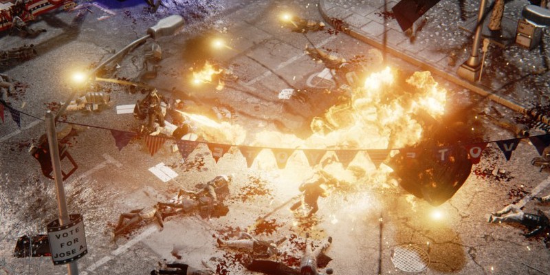Hatred ist ein Twin-Steak-Shooter, der sich auf rohe Gewalt konzentriert. Spielt sich so blöde wie es klingt.