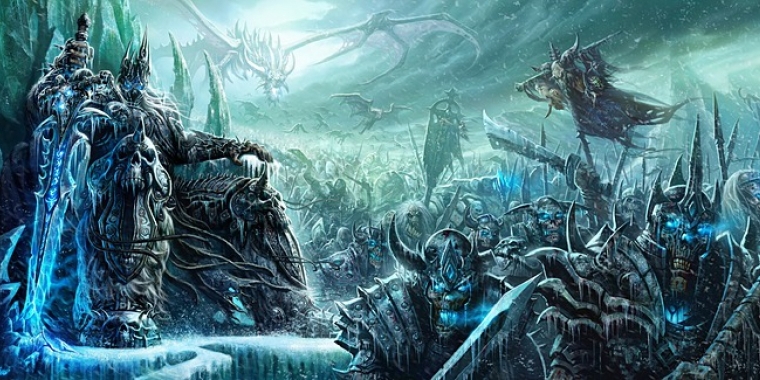 WoW: Arthas als Lich King mit seinen Truppen.