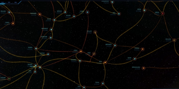 Anhand der interaktiven Sternenkarte Ark-Starmap zu Star Citizen lassen sich schon jetzt jede Menge Infos zum persistenten Multiplayer-Universum anzeigen.
