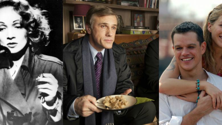Links: "Inglourious Basterds" (2009) / 2. von li.: "Eine auswärtige Affäre" (1984) / Mitte: "Der Gott des Gemetzels" (2011) / 2. von re.: "Die Bourne Identität" (2004) / Rechts: "Salvador - Kampf um die Freiheit" (2006)