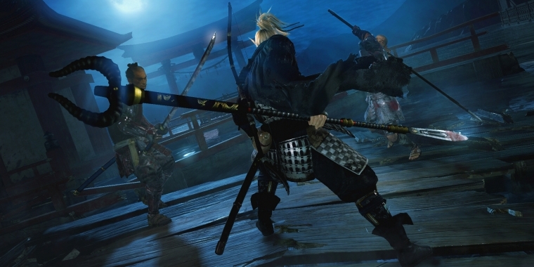 Der Nioh-Held William im Duell mit Ninjas.
