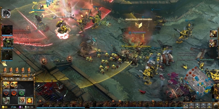 Am Ende jeder Runde gestalten sich die Gefechte mitunter sehr wüst. Zwischen Buffs, Explosionen und Truppen fällt es schwer, die Übersicht zu behalten.
