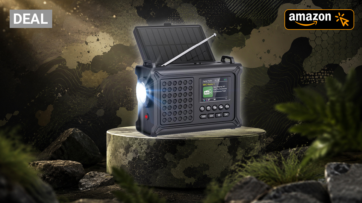 ROCAM Kurbelradio DAB+/UKW, Tragbare Notfallradio 12000mAh mit 8500mm² Solarpanel &amp; 650mA Kurbel, Digital Radio mit Bluetooth, 2,4" Farbdisplay, 80 Sender, SOS, LED Taschenlampe, USB, IPX6 für Camping Amazon Angebot