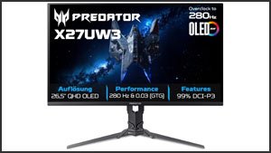 Acer Predator X27U W3 (26,5" QD-OLED, QHD, 240 Hz (280 Hz mit OC))
