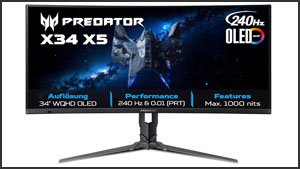 Acer Predator X34 X5 QD-OLED (34 Zoll, 21:9, UWQHD, 240 Hz)